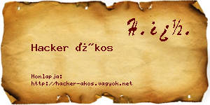 Hacker Ákos névjegykártya